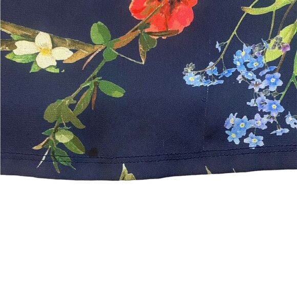 EXPRESS Navy Floral and Bird Print V-Neck Tank - Picture 2 of 6